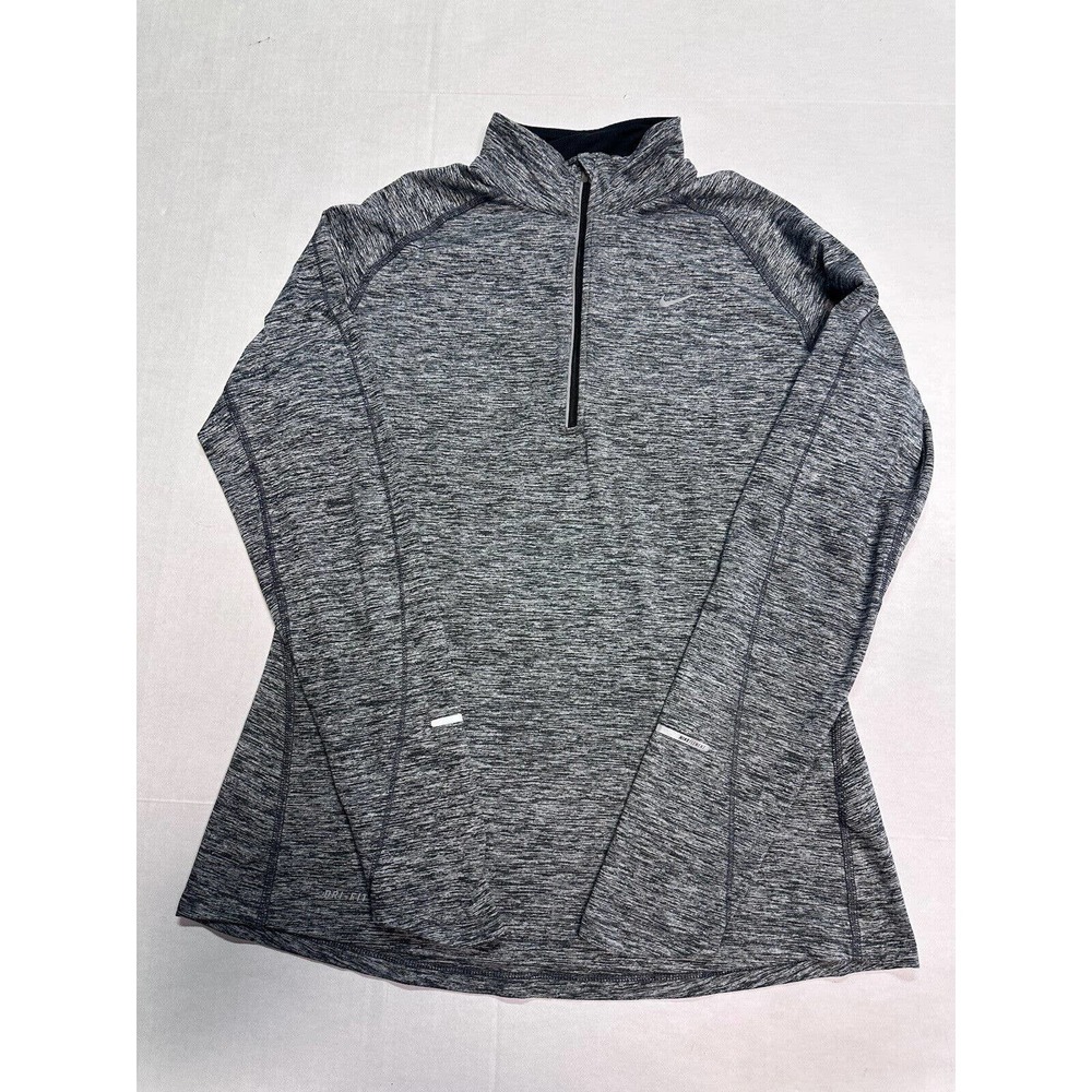 Nike Running Dri Fit grey Heathered Quarter Zip Long Sleeve Top Women's Size L